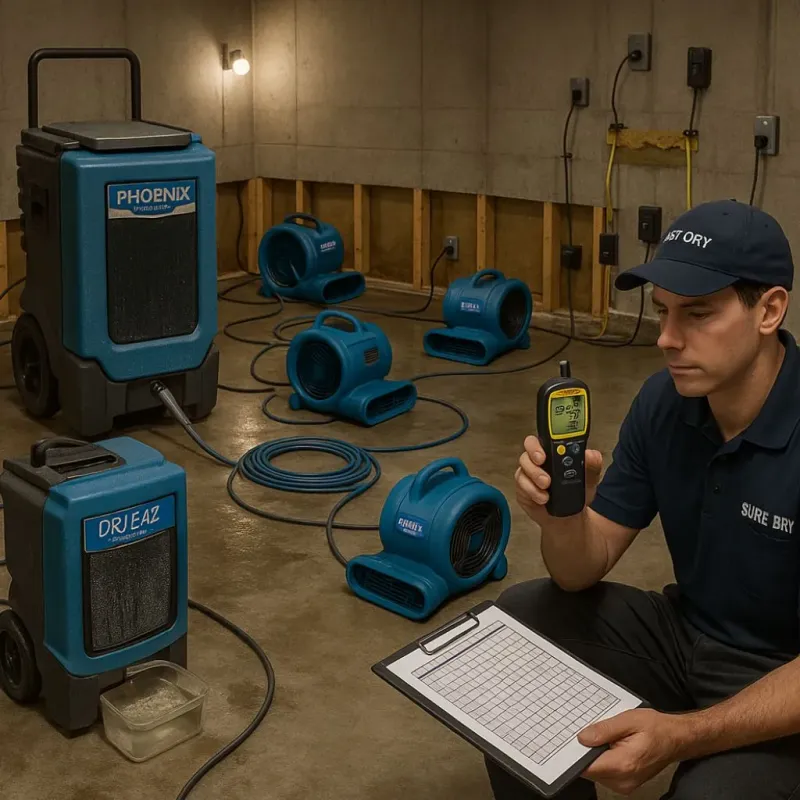 Structural Drying and Dehumidification process in Cherry Hill, VA